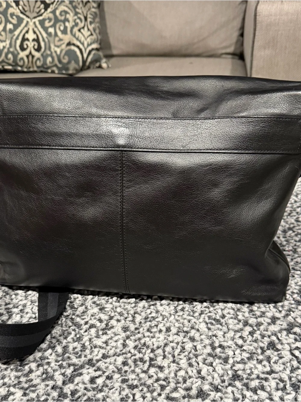 Coach Black Leather Messenger Bag for Men - Minimalist Flap